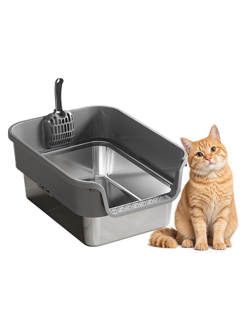 Kidle Stainless Steel Cat Litter Box Cat Metal Tray Anti Splashing and Easy Clean - Image 1